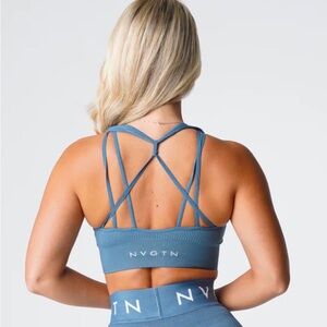 NVGTN Stone Blue Galaxy Ribbed Seamless Bra